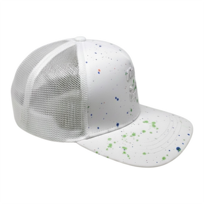 Titans Sports White Trucker Cap with Paint Splash Design